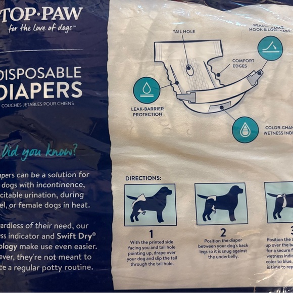 Top Paw Disposable Diapers for Dogs - XL - Picture 4 of 4
